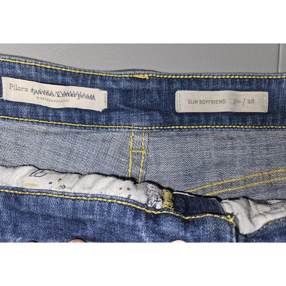 Anthropologie Pilcro Denim Shorts Womens 28 Slim Boyfriend Embroidered - Picture 4 of 9